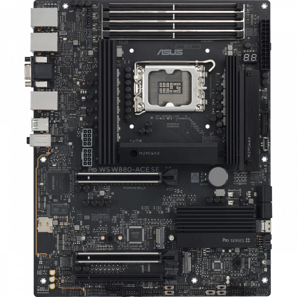 Материнская плата ASUS PRO WS W880-ACE SE LGA 1851 ATX 4xDDR5 3xPCIEx16 4xM.2 Thunderbolt USB-C HDMI VGA 2x2.5GLAN