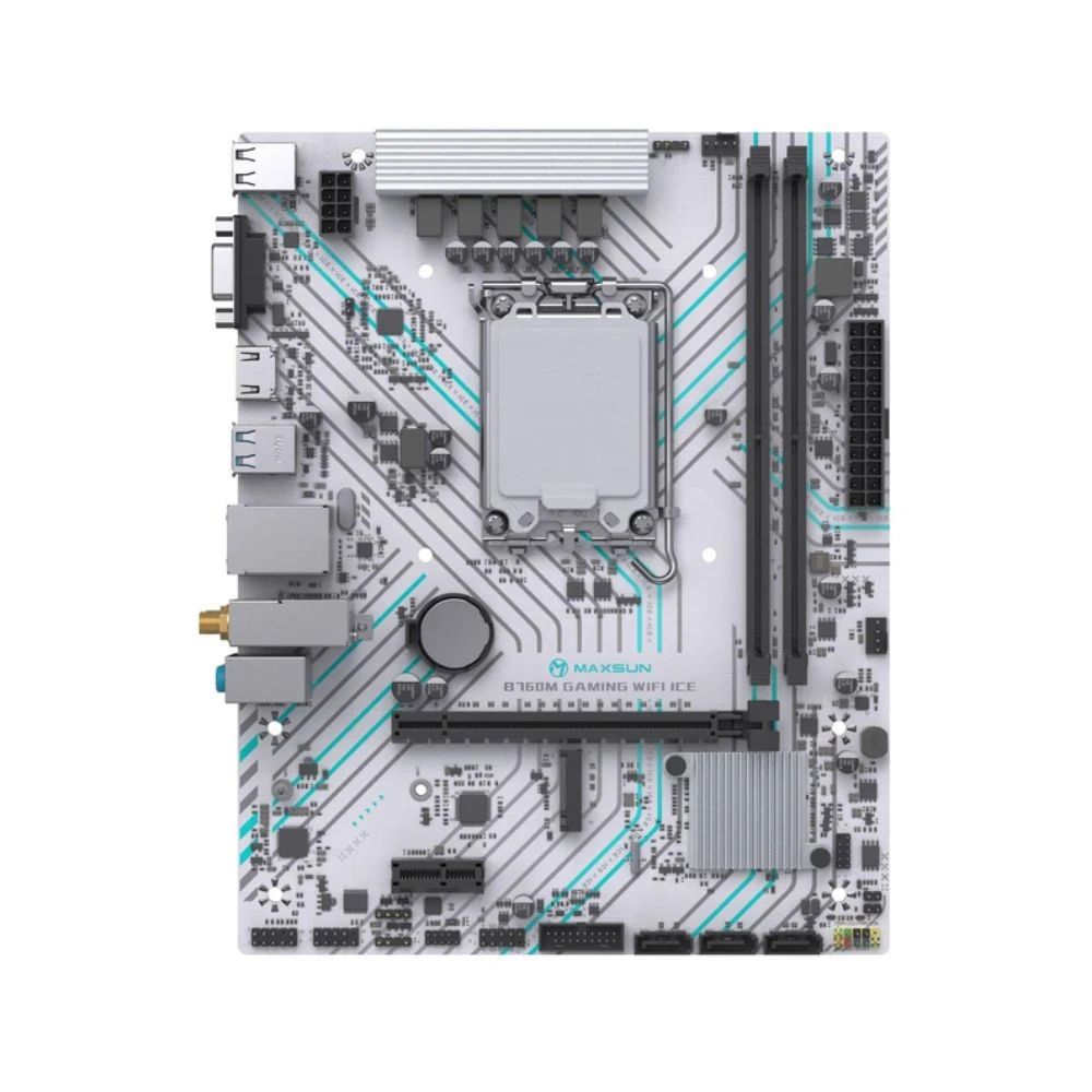 Материнская плата Maxsun MS-B760M GAMING WIFI ICE B760, LGA1700, 2*DDR4, 1*PCIEx16, 1*PCIEx1, 1*M.2, 4*USB3.2Gen1, 6*USB2.0, 3*SATA3.0, 1G, VGA, HDMI, M-ATX, RTL