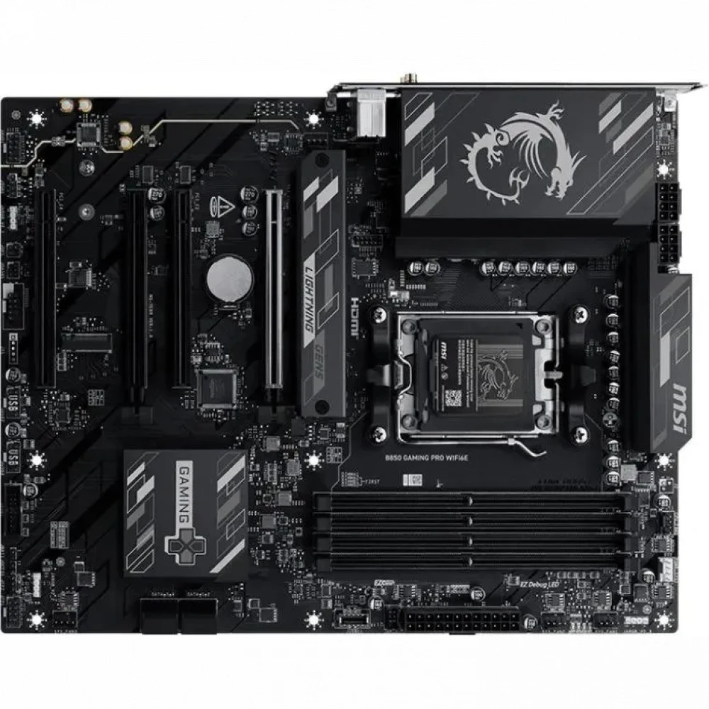 Материнская плата MSI B850 GAMING PRO WIFI6E B850, AM5, 4*DDR5, 4*PCIEx16, 2*M.2, 2*TypeC, 3*USB3.2Gen2, 6*USB3.2Gen1, 4*USB2.0, 4*SATA3.0, 2.5G, DP, HDMI, ATX, RTL