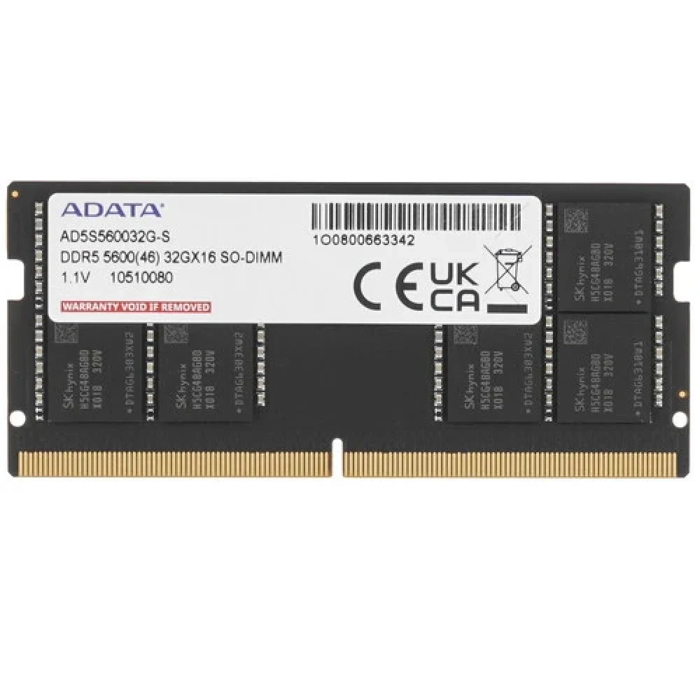 Память DDR5 32GB 5600MHz A-Data AD5S560032G-S RTL PC5-44800 CL46 SO-DIMM 262-pin 1.1В single rank Ret