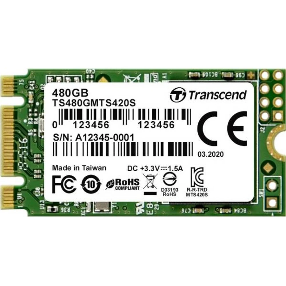 Твердотельный накопитель/ Transcend SSD 420S, 480GB, M.2(22x42mm), SATA3, 3D TLC, R/W 530/480MB/s, IOPs 50 000/75 000, TBW 160, DWPD 0.3 (12 мес.)