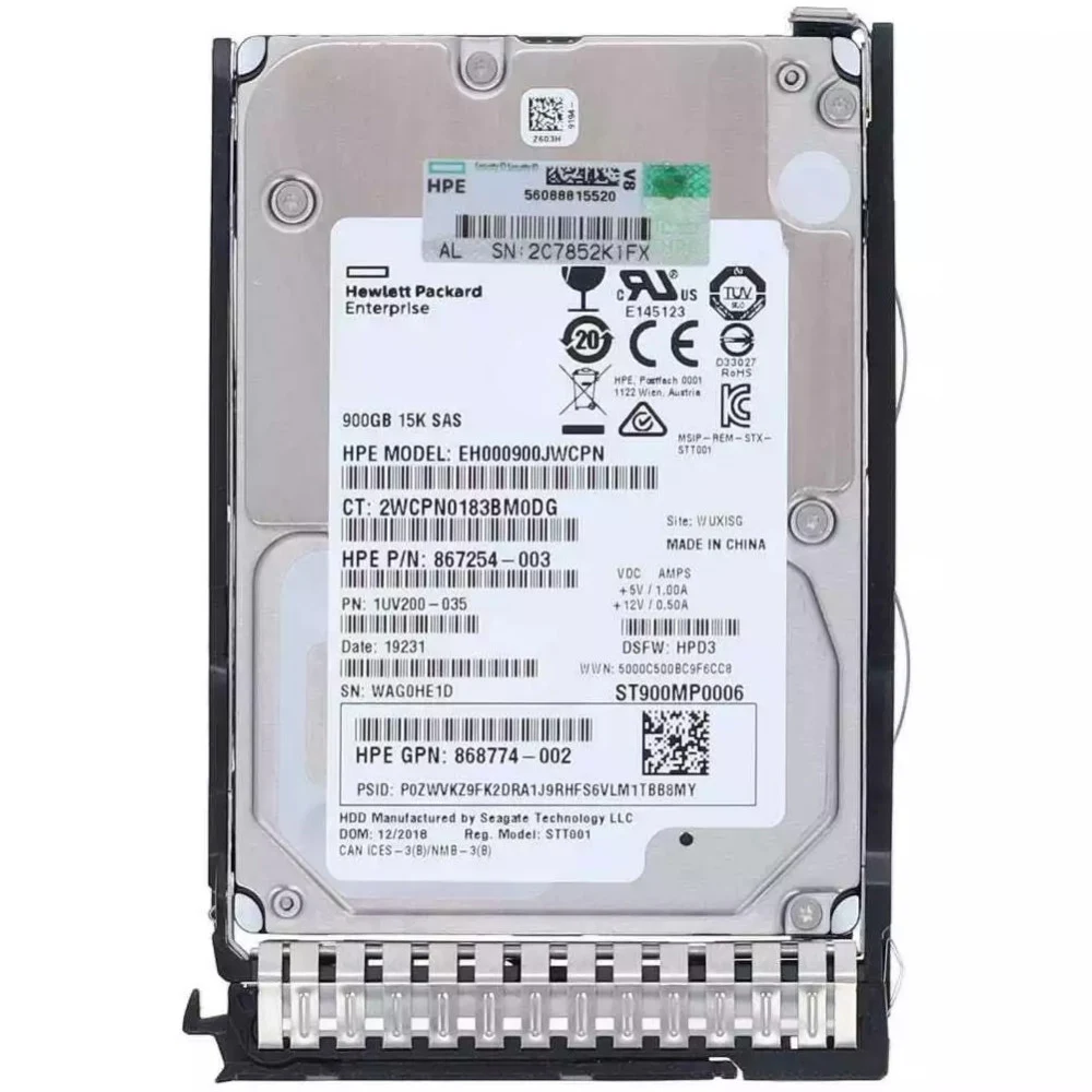 Жесткий диск 900GB 12G 15k rpm HPL SAS SFF (2.5in) Smart Carrier ENT 3yr Warranty Digitally Signed Firmware Hard Drive (870759-B21/870795-001)