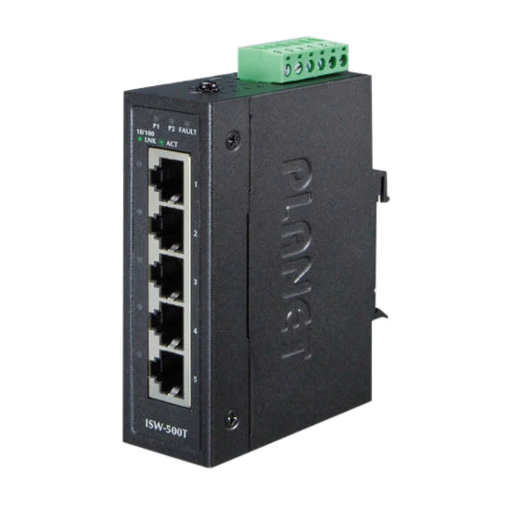 ISW-500T коммутатор для монтажа в DIN рейку/ IP30 Compact size 5-Port 10/100TX Fast Ethernet Switch (-40~75 degrees C)