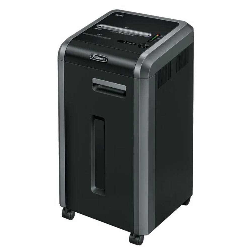 Шредер Fellowes® 225Ci. (20 листов) , 60 литр, 3,9х38 мм (класс 3), 100% Jam Proof, уничтожает: скобы/скрепки/карты/CD