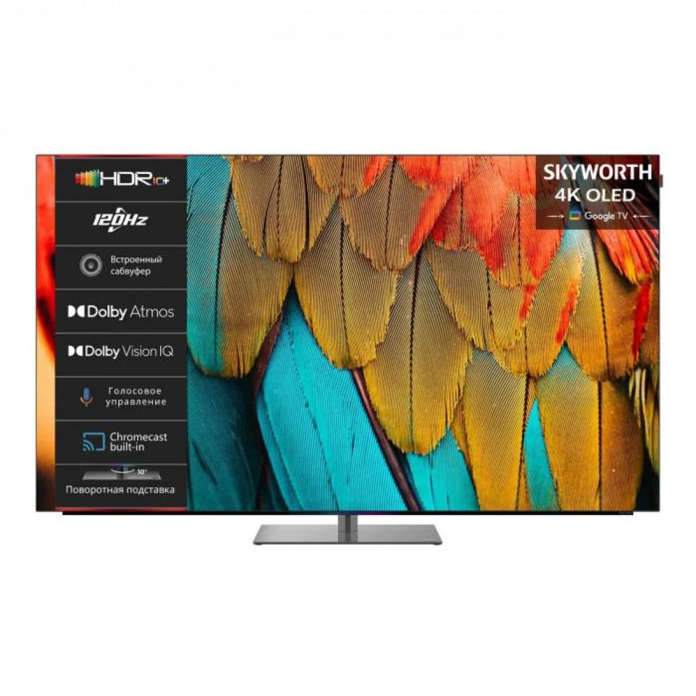 55'' OLED, Ultra HD, Google TV, 900Nit, Bluetooth, 120Hz, Freesync Premium (AMD), 2.1.2 ch (2*12W+20W SUB+5W*2) Dolby Atmos, 4хHDMI, 2хUSB, Digital Audio Output, Composite output, LAN,CI, динамическ