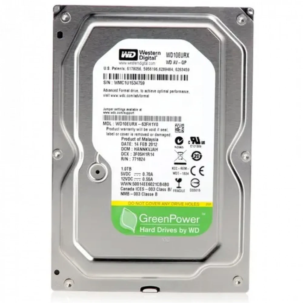 Жесткий диск/ RECERTIFIED HDD WD SATA3 1Tb AV-GP Video Surveillance 5400 RPM 64mb 1 year warranty (replacement WD10EZRZ, WD10PURX, ST1000VX013, ST1000DM010) RECERTIFIED