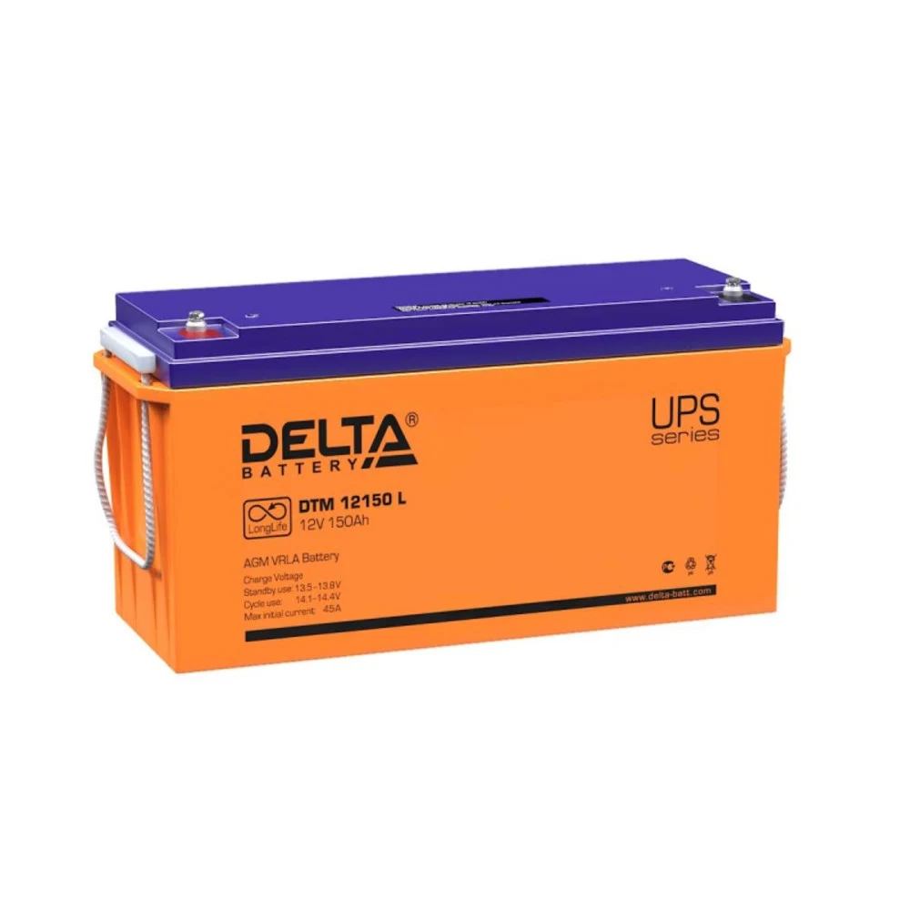 Аккумуляторная батарея Delta DTM 12150 L 12В/150Ач, клемма Болт М8 (482х170х240мм (240мм) 45кг Срок службы 10-12лет Г