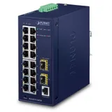 PLANET IGS-4215-16T2S IP30 Industrial L2/L4 16-Port 10/100/1000T + 2-Port 100/1000X SFP Managed Switch (-40~75 degrees C, dual redundant power input on 12~48VDC/24VAC terminal block)