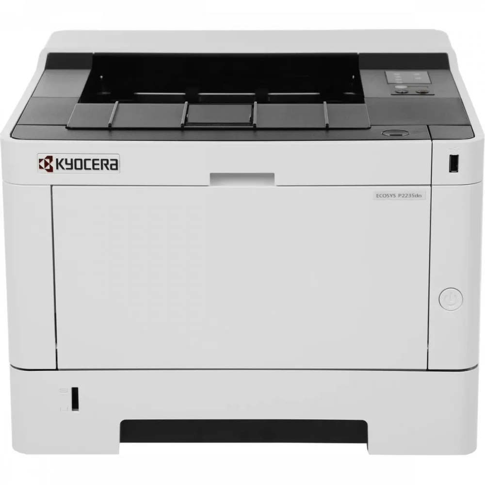 Принтер лазерный Kyocera ECOSYS P2235dn (A4), монохромный, 1200x1200 dpi, 35 ppm, 256 MB, 800 MHz, tray 100+250 sheets, USB+Ethernet, Duplex, LCD, drum 100k, starter toner 1k