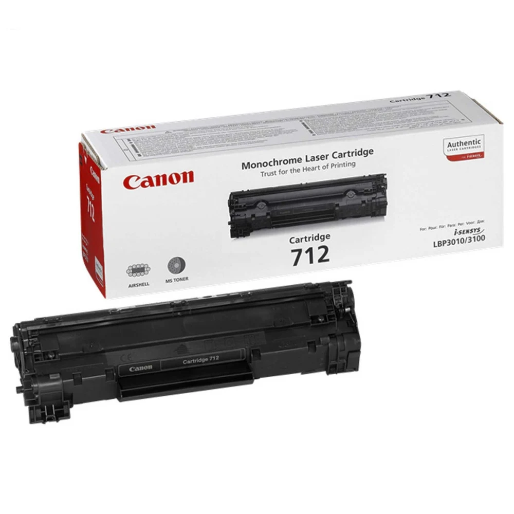 CRG712 Код производителя: Cartridge 712 Совместимость: CANON i-SENSYS LBP3010/3010B Тип: Картриджи Ресурс (при 5% заполненности листа): 1500 страниц Цвет картриджа: Черный