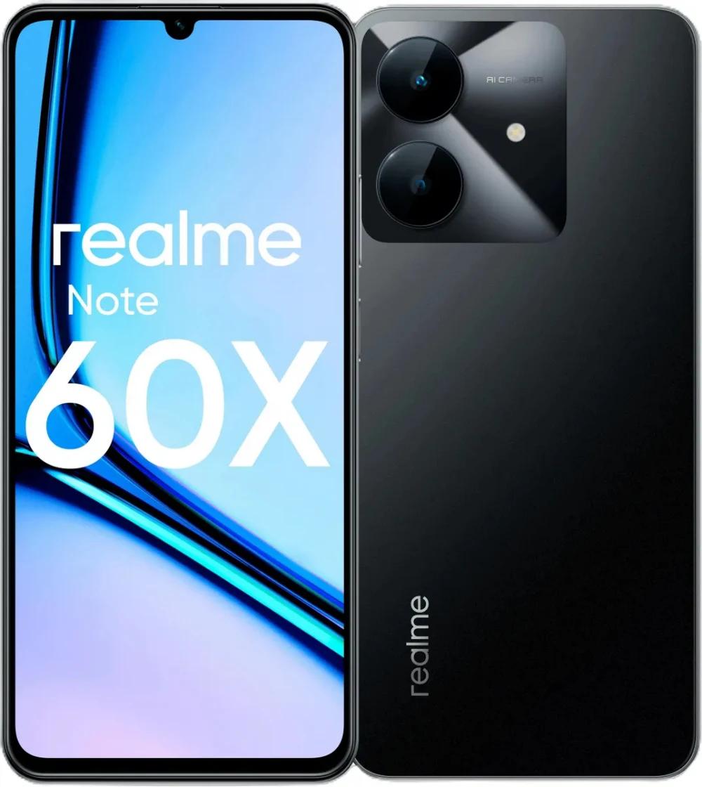 Смартфон Realme RMX3938 Note 60х 64Gb 3Gb черный моноблок 3G 4G 2Sim 6.74" 720x1600 Android 14 8Mpix 802.11 a/b/g/n/ac GPS GSM900/1800 GSM1900 A-GPS microSD max2048Gb