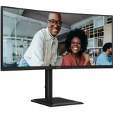 Монитор AOC 34" CU34E4CV 1500R, 21:9, VA, UWQHD, 4ms, 350cd, HDMI, DP, USB, USB-C, LAN, SPK, HAS