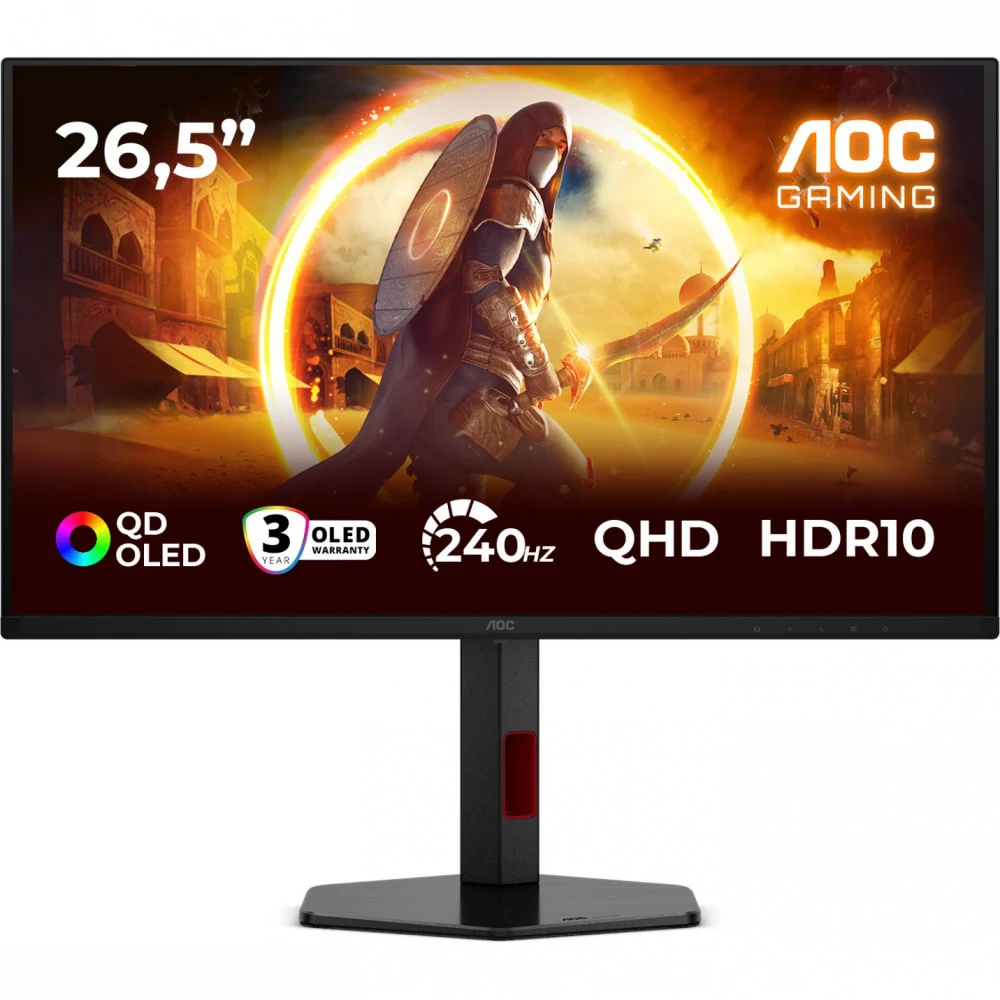 LCD AOC 27" Q27G4ZDR Black/red {QD-OLED 2560x1440 240Hz 0.03ms 400cd 2xHDMI DisplayPort 4xUSB3.2 HAS Internal Vesa}