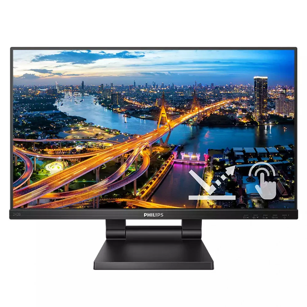 Монитор LCD 23.8'' 16:9 1920х1080(FHD) IPS, nonGLARE, TOUCH, 75 Hz, 250 cd/m2, H178°/V178°, 1000:1, 50М:1, 16.7M, 4ms, VGA, HDMI, DP, USB-Hub, Height adj, Tilt, Speakers, Black