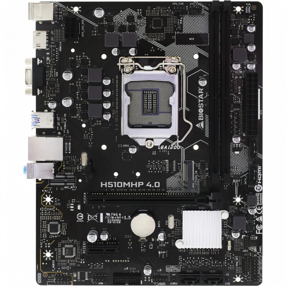 Материнская плата Biostar H510MHP 4.0 Soc-1200 Intel H470 2xDDR4 mATX AC`97 8ch(7.1) GbLAN+VGA+HDMI