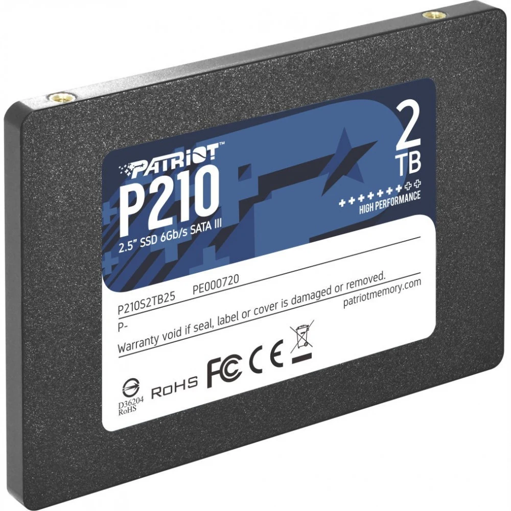 PATRIOT P210 2TB SSD, 2.5” 7mm, SATA 6Gb/s, Read/Write: 520 / 430 MB/s, Random Read/Write IOPS 50K/50K EAN: 814914026830