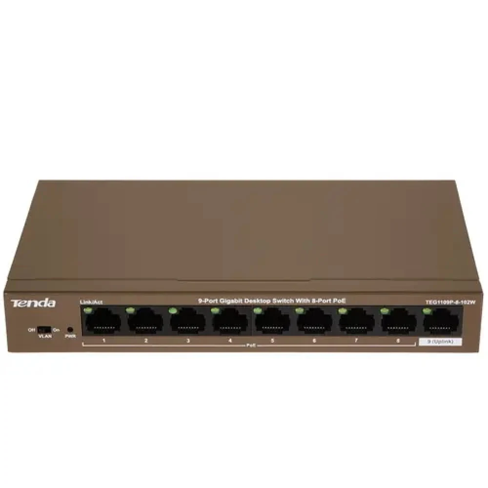Коммутатор 9PORT 10/100/1000M POE TEG1109P-8-102W TENDA