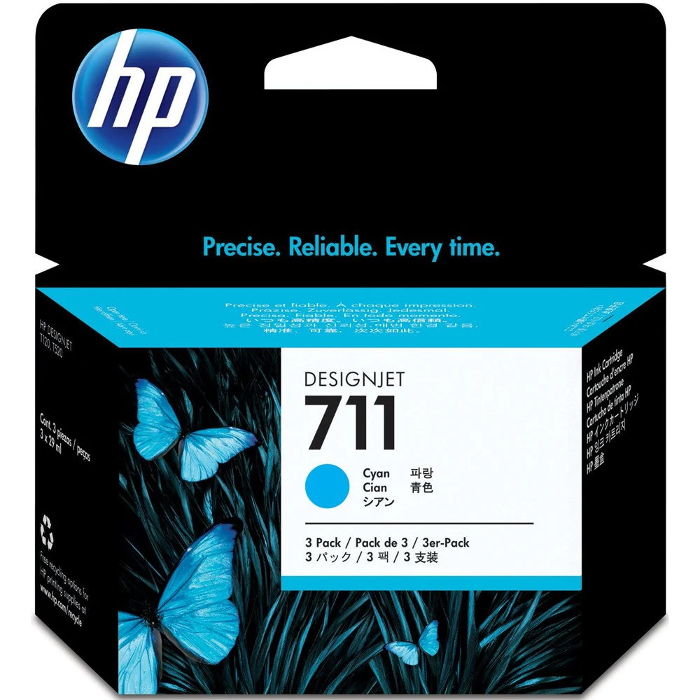Картридж Cartridge HP 711 для DJ T120/T125/T130/T520/T525/T530, тройная упаковка CZ130A, голубой (3*29мл)