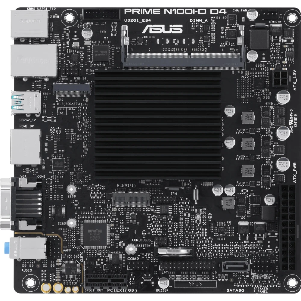 Материнская плата Asus PRIME N100I-D D4-CSM 1xDDR4 mini-ITX AC`97 8ch(7.1) GbLAN+VGA+HDMI+DP