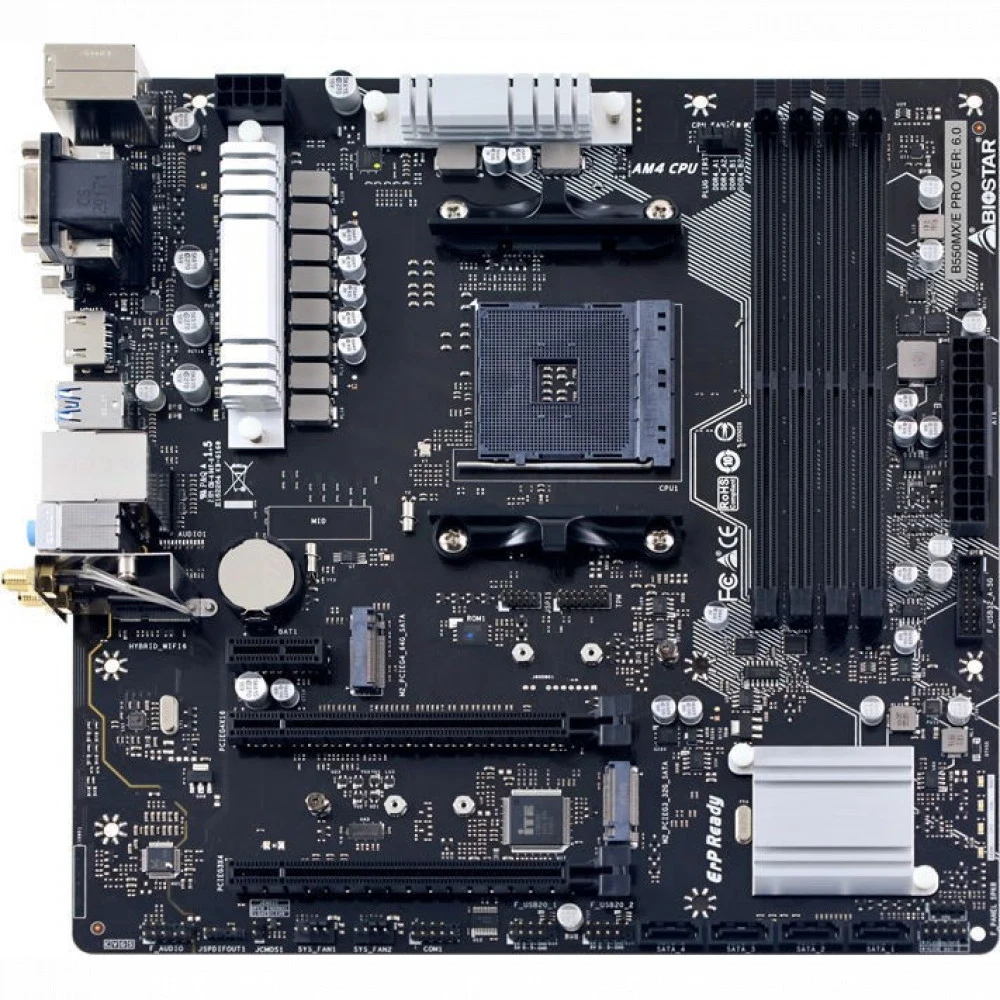 B550MX/E PRO, Socket AM4, AMD B550, 2xDDR4-2933, D-SUB+DVI-D+HDMI, 2xPCI-Ex16, 1xPCI-Ex1, 4xSATA3(RAID 0/1/10), 2xM.2, 8 Ch Audio, GLan, WiFi, (2+4)xUSB2.0, (4+2)xUSB3.2, 1xPS/2, mATX, RTL, {20} (68