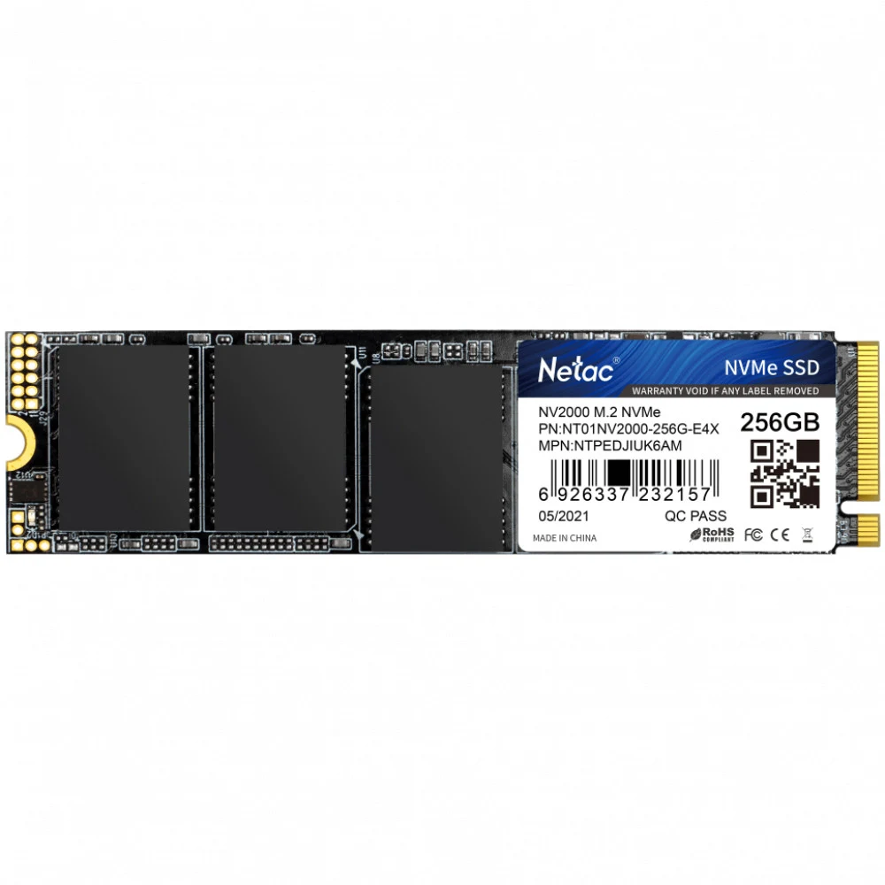 Твердотельный накопитель SSD M.2 Netac 256Gb NV2000 Series <NT01NV2000-256-E4X> Retail (PCI-E 3.1 x4, up to 2500/1000MBs, 3D NAND, 150TBW, NVMe 1.4, 22х80mm)