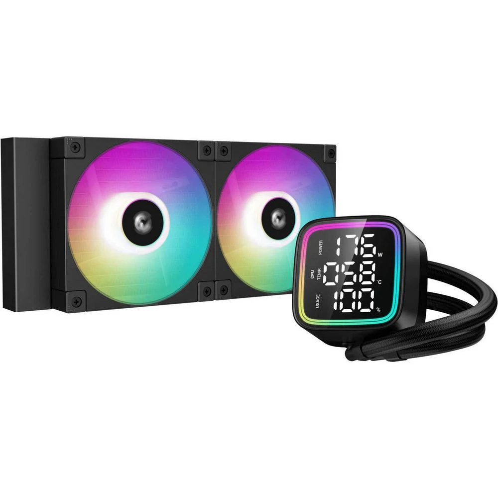Кулер с водяным охлаждением, Deepcool, LD240 R-LD240-BKMSN-G-1, Intel 1700/1200/115х и AMD AM5/AM4/, TDP 250W, 2*120мм FD12 ARGB, 600-2400 RPM±10%, 72,04CFM, 38,71 dB(A), Чёрный