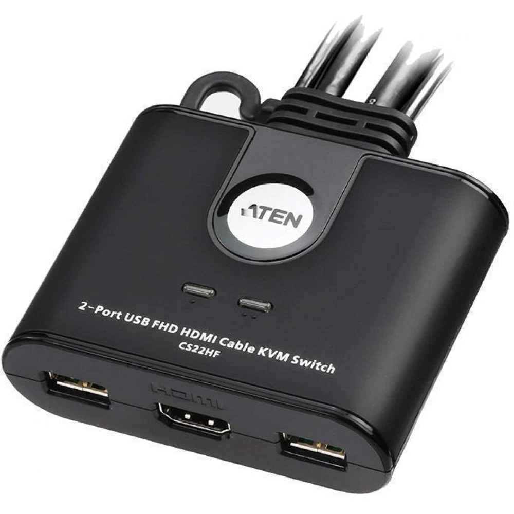 Кабельный КВМ-переключатель, ATEN, CS22HF-AT, 2-Port, USB, FHD HDMI, Cable KVM Switch