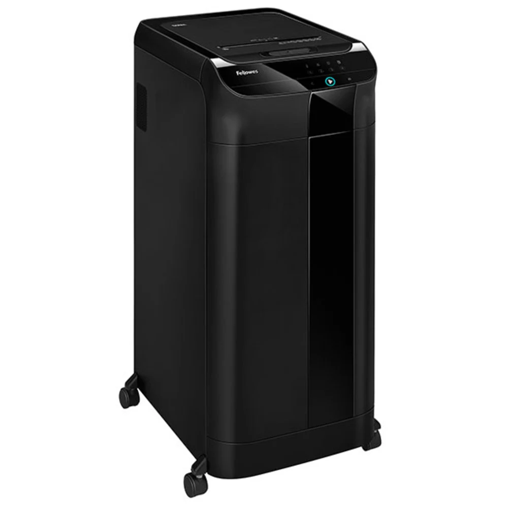 Шредер Fellowes AutoMax 600M черный с автоподачей (секр.P-5) перекрестный 600лист. 83лтр. скрепки скобы пл.карты