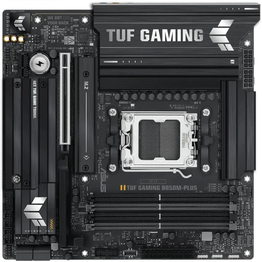 Материнская плата ASUS TUF GAMING B850M-PLUS AM5 mATX 4xDDR5 PCIEx16 PCIEx1 3xM.2 USB-C DP HDMI 2.5GLAN