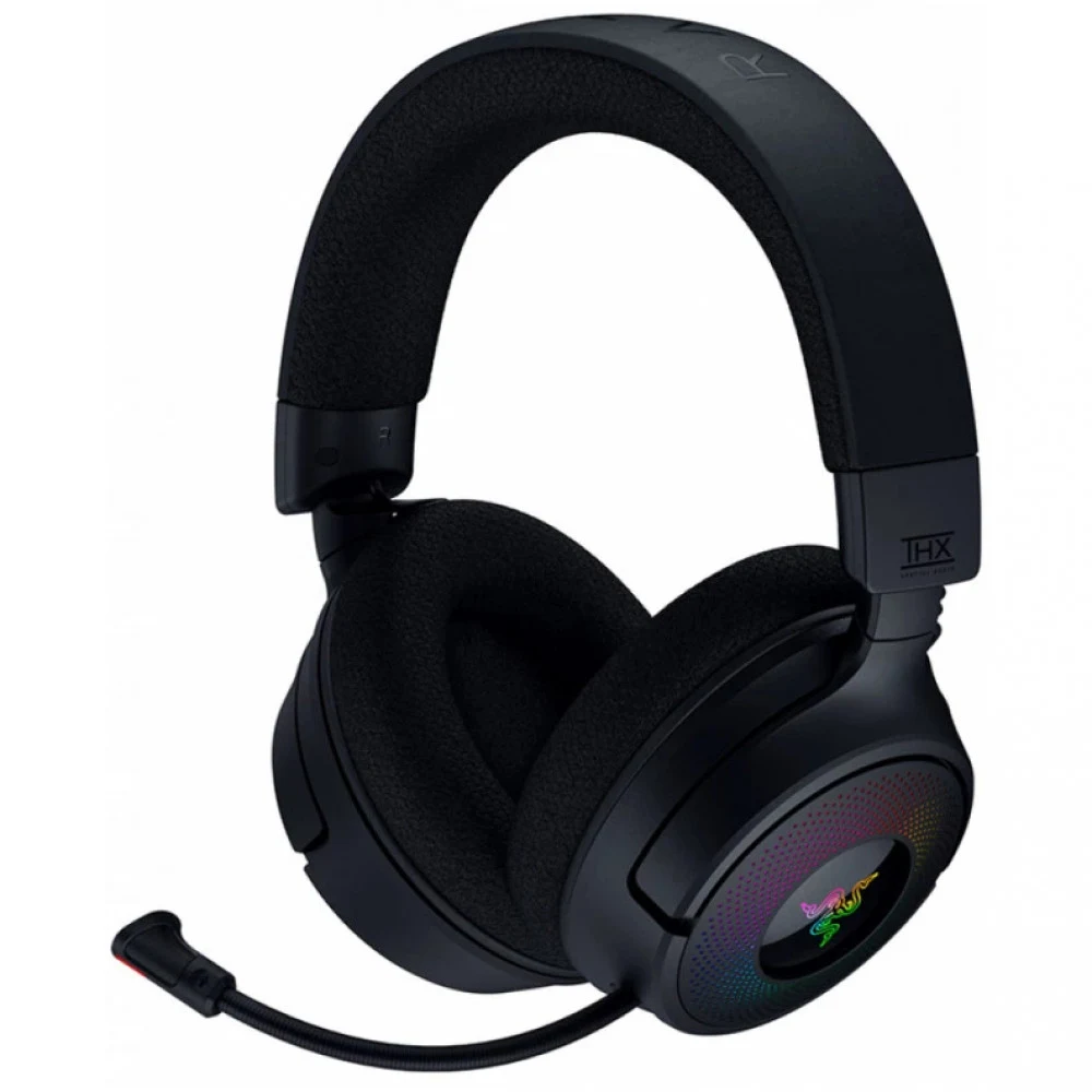 Гарнитура, Razer, Kraken V4, RZ04-05170100-R3M1, Игровая гарнитура, Микрофон выдвижной сверхширокополосный, Динамики 40 мм, 12–28 000 Гц, 98 дБ, Беспроводные, Чёрный