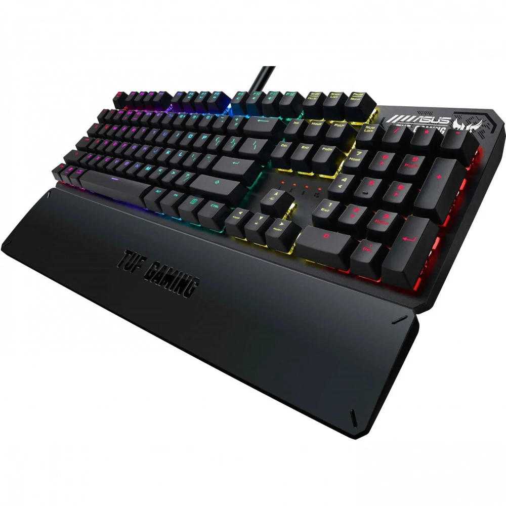 ASUS TUF Gaming K3 чёрная Игровая клавиатура (Kaihua RED switch, подставка под запястья, RGB подсветка, USB, USB порт, 90MP01Q0-BKRA00)