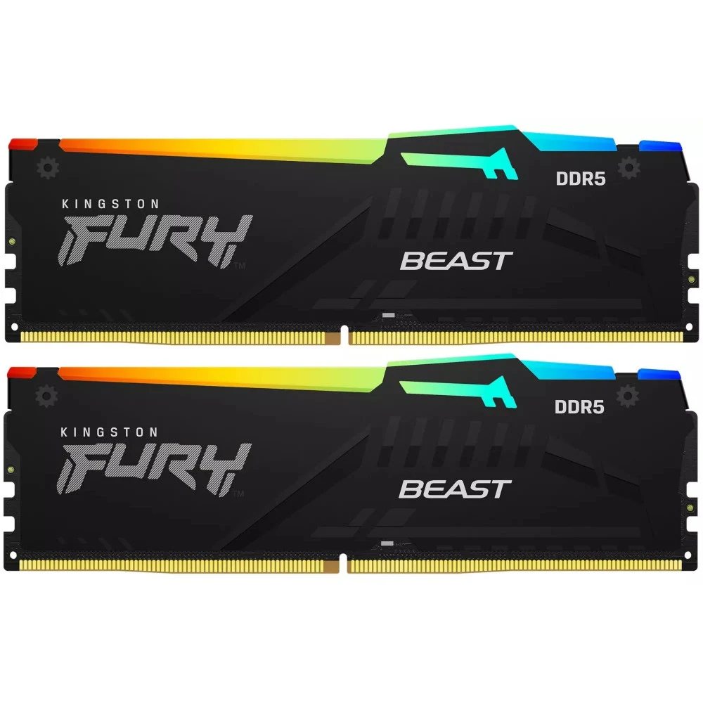 Память DDR5 2x32GB 5200MHz Kingston KF552C40BB2AK2-64 Fury Beast Black RGB RTL Gaming PC5-41600 CL40 DIMM ECC 288-pin 1.25В dual rank с радиатором Ret
