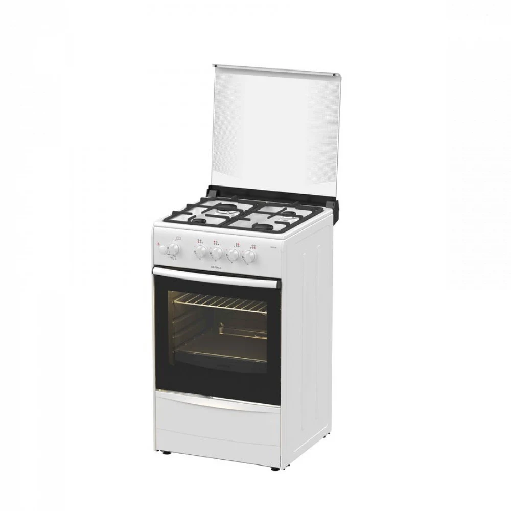 Плита Газовая Darina 1B1 GM 441 008 W белый/черный (стеклянная крышка) реш.чугун