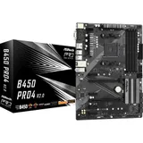 B450 PRO4 R2.0, Socket AM4, AMD B450, 4xDDR4-2667, D-SUB+HDMI+DP, 2xPCI-Ex16, 4xPCI-Ex1, 6xSATA3(RAID 0/1/10), 2xM.2, 8 Ch Audio, GLan, (2+4)xUSB2.0, (5+2)xUSB3.2, 1xUSB3.2 Type-C™, 1xPS/2, ATX, RTL