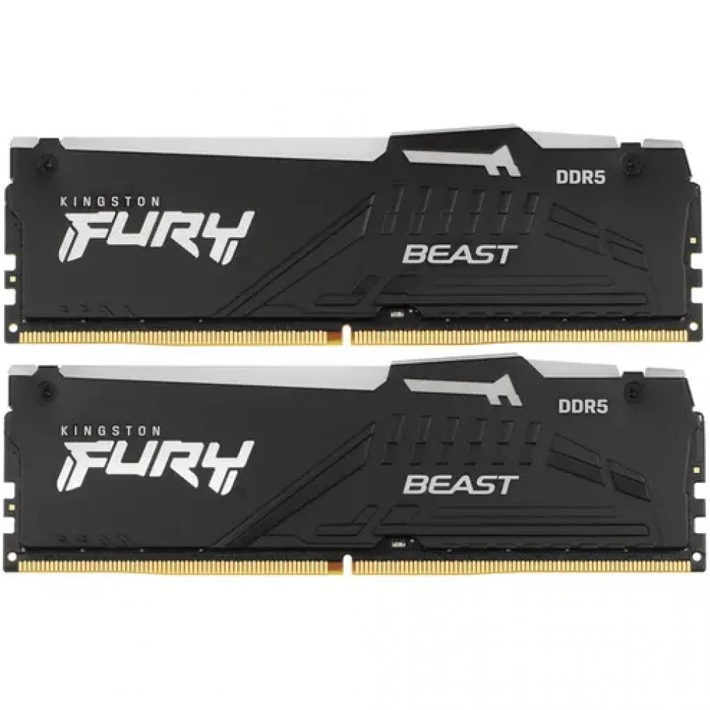 Память DDR5 2x32GB 5600MHz Kingston KF556C36BBEAK2-64 Fury Beast RGB RTL Gaming PC5-44800 CL36 DIMM 288-pin 1.25В single rank с радиатором Ret