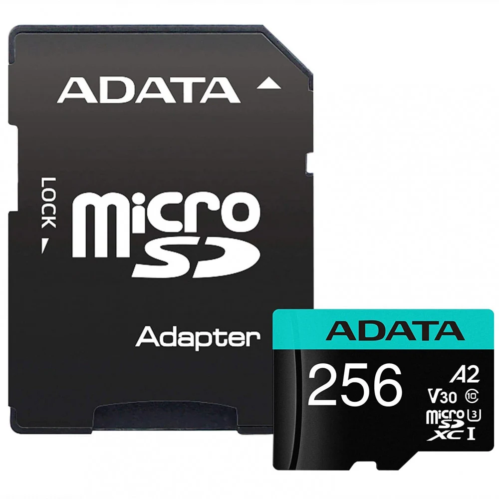 Карта памяти ADATA AUSDX256GUI3V30SA2-RA1 AUSDX256GUI3V30SA2-RA1 UHS-I U3 Class 10/V30S/A2, Adapter, 100/80 MB/s, RTL (771342)