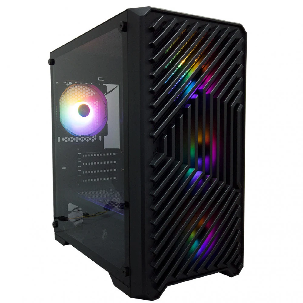 Case ATX mini tower 1stPlayer, Trilobite T5, Fan 4*120mm, Tempered Glass, ARGB (без БП), black