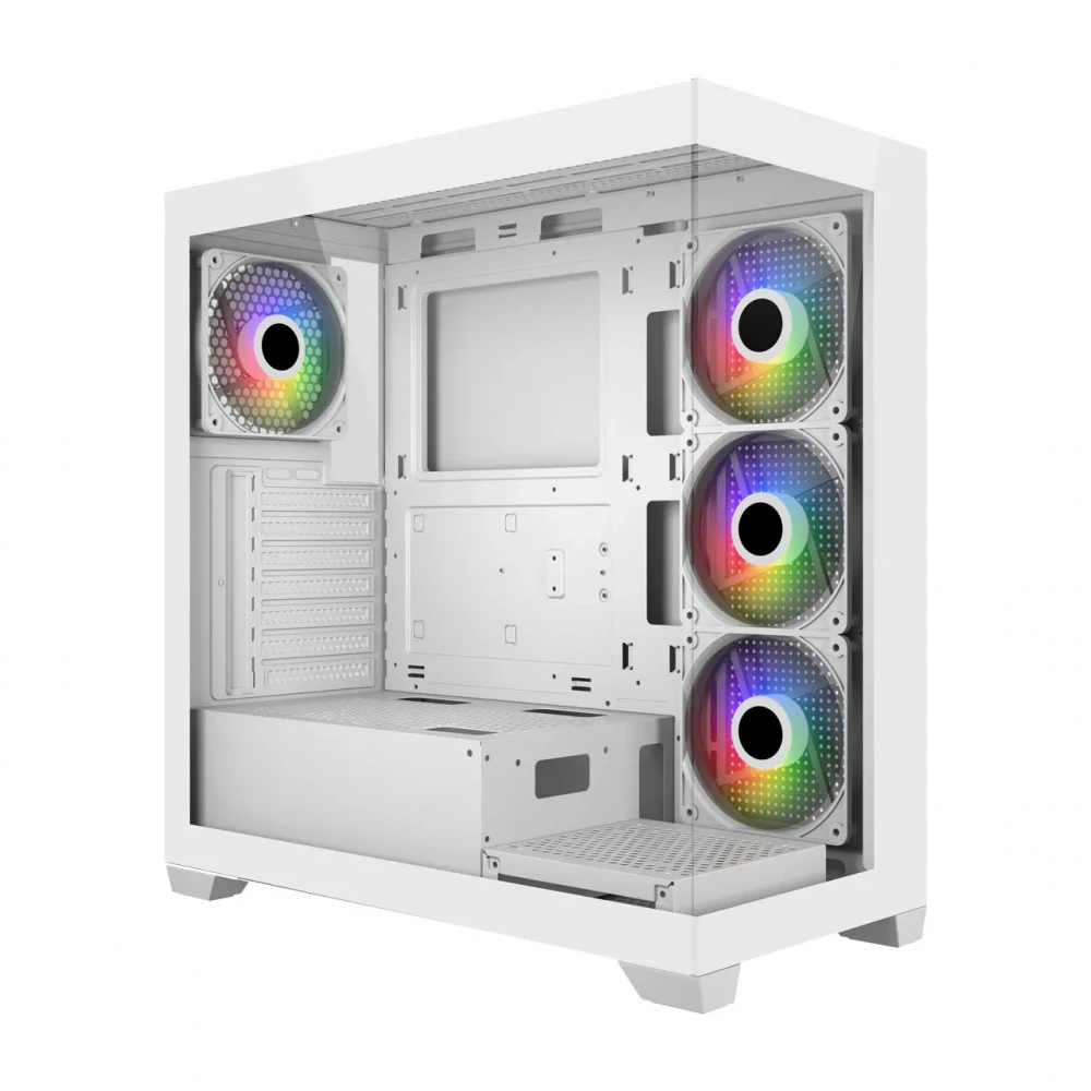 Компьютерный корпус FSP M340, Без БП, 2xUSB3.0, Type-C, 4xFAN120 ARGB, 2xGlass, White, ATX M340-WA