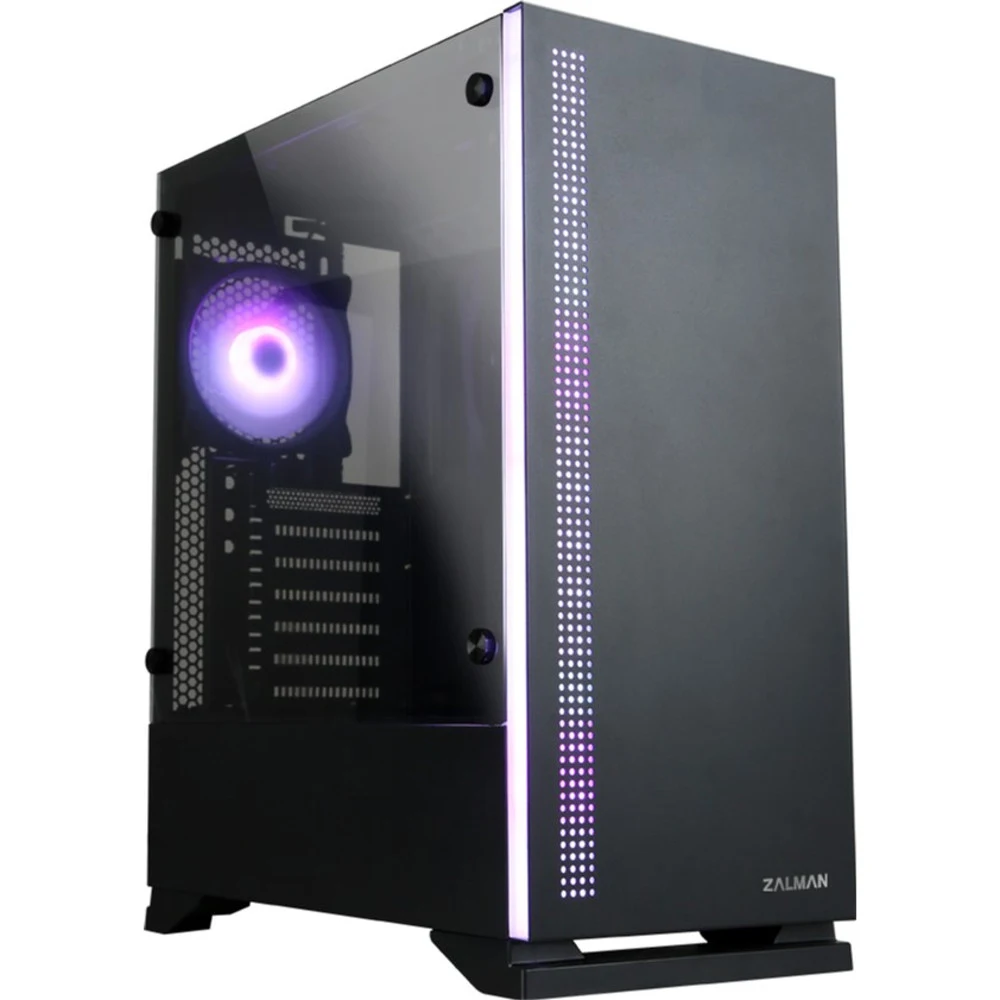 Компьютерный корпус, Zalman, S5 Black, Mid Tower, ATX / mATX / Mini-ITX, USB 3.0*1/2.0*2, HD Audio/Mic, Кулер 2*12см RGB, Высота процессорного куллера до 163 мм, Длина VGA до 340 мм, Количество отсе