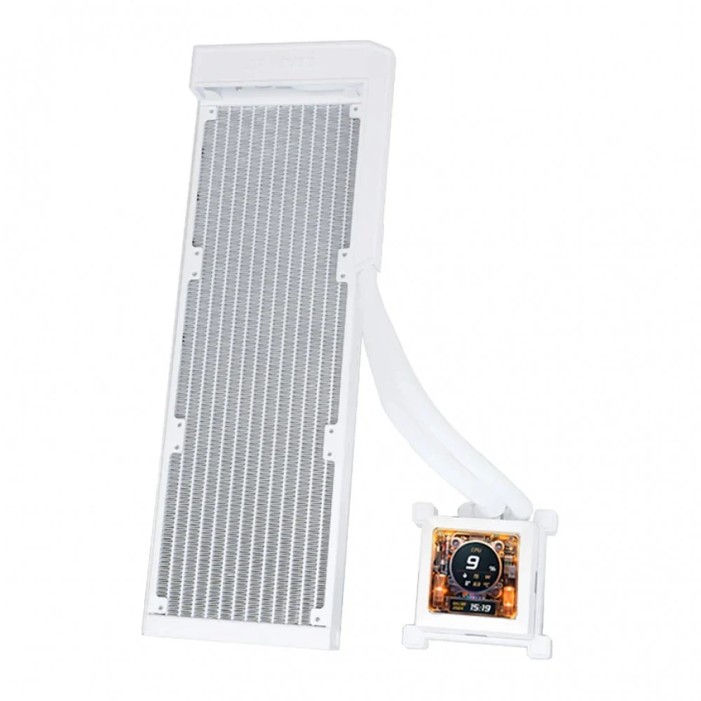 Кастомное Водяное охлаждение для CPU Lian Li HydroShift LCD 360 FAN LESS White 2,88” IPS 480×480 пикселей, ЯРКОСТЬ ЭКРАНА: 500 нит, Intel: LGA 1851/LGA 1700, AMD: AM5/AM4 Поддержка вентиляторов 3x12