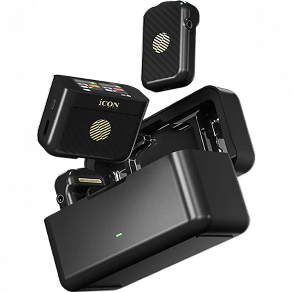 Радиосистема микрофонная [110802A2027] Icon [AirMic Pro Black] передатчик с микрофоном/приемник: 2/1, всенаправленныйl, 2.4 ГГц, дистанция: 250 м, время работы приемника/передатчика: 8/8 ч, цвет: че