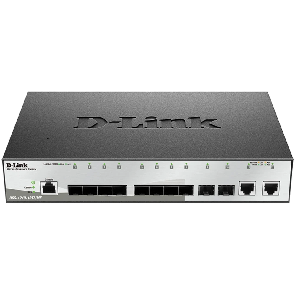 Коммутатор D-Link Управляемый коммутатор 2 уровня с 10 портами 1000Base-X SFP и 2 портами 10/100/1000Base-T