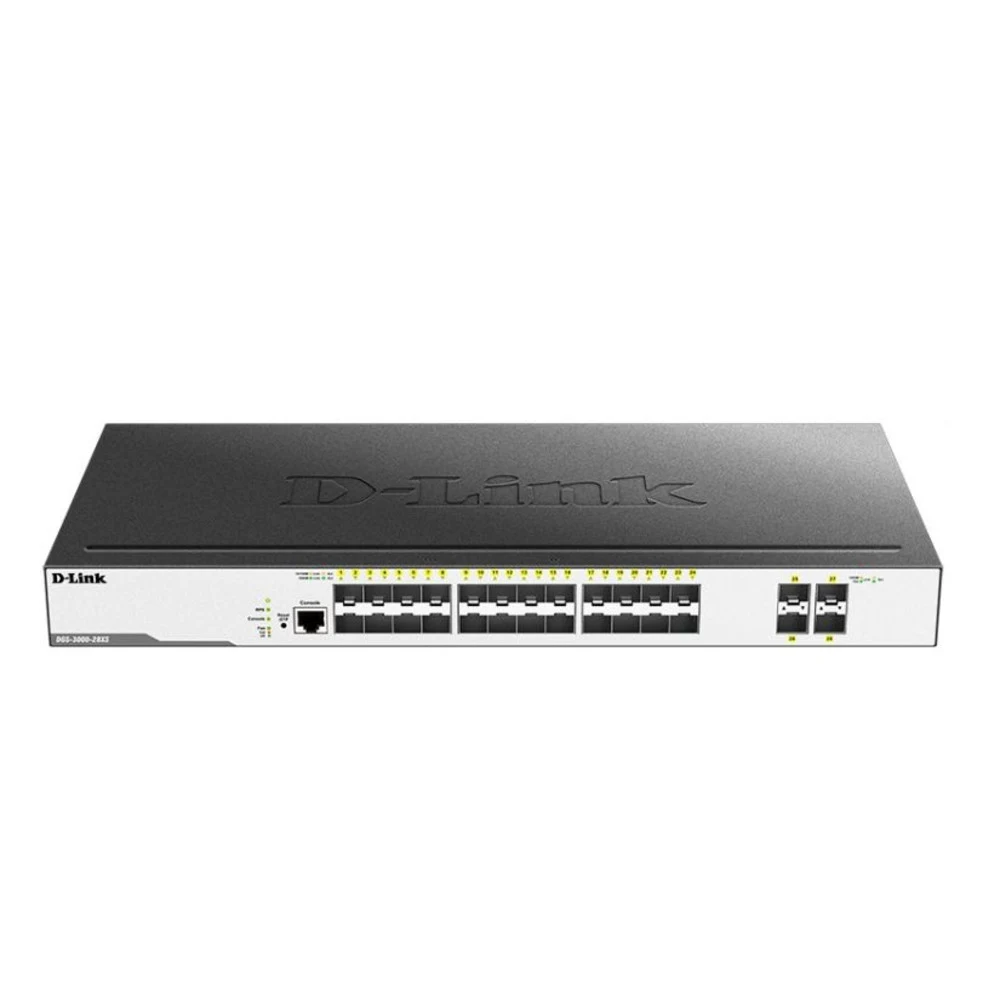 Коммутатор D-Link PROJ Управляемый L2 коммутатор, 24x1000Base-X SFP, 4x10GBase-X SFP+, CLI, консольный порт RJ-45, RPS, поддержка Dying Gasp