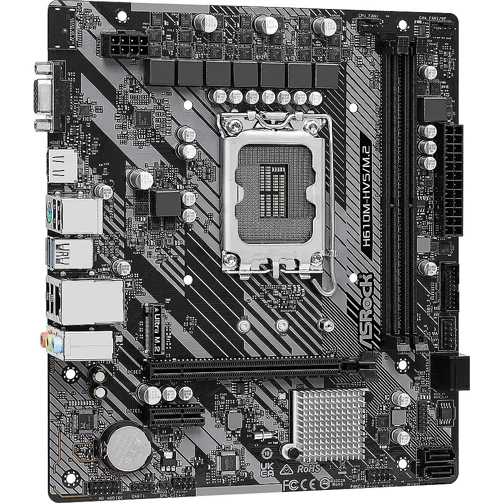 Материнская плата, ASRock, H610M-HVS/M.2 R2.0 (4710483939914), LGA1700, iH610, 2xDDR4 2666/2933/3200MHz, 4xSATA3, 1xM.2 (PCI-E 3.0x4), 1xD-Sub, 1xHDMI, 1xPCI-Ex16, 1xPCI-Ex1, mATX