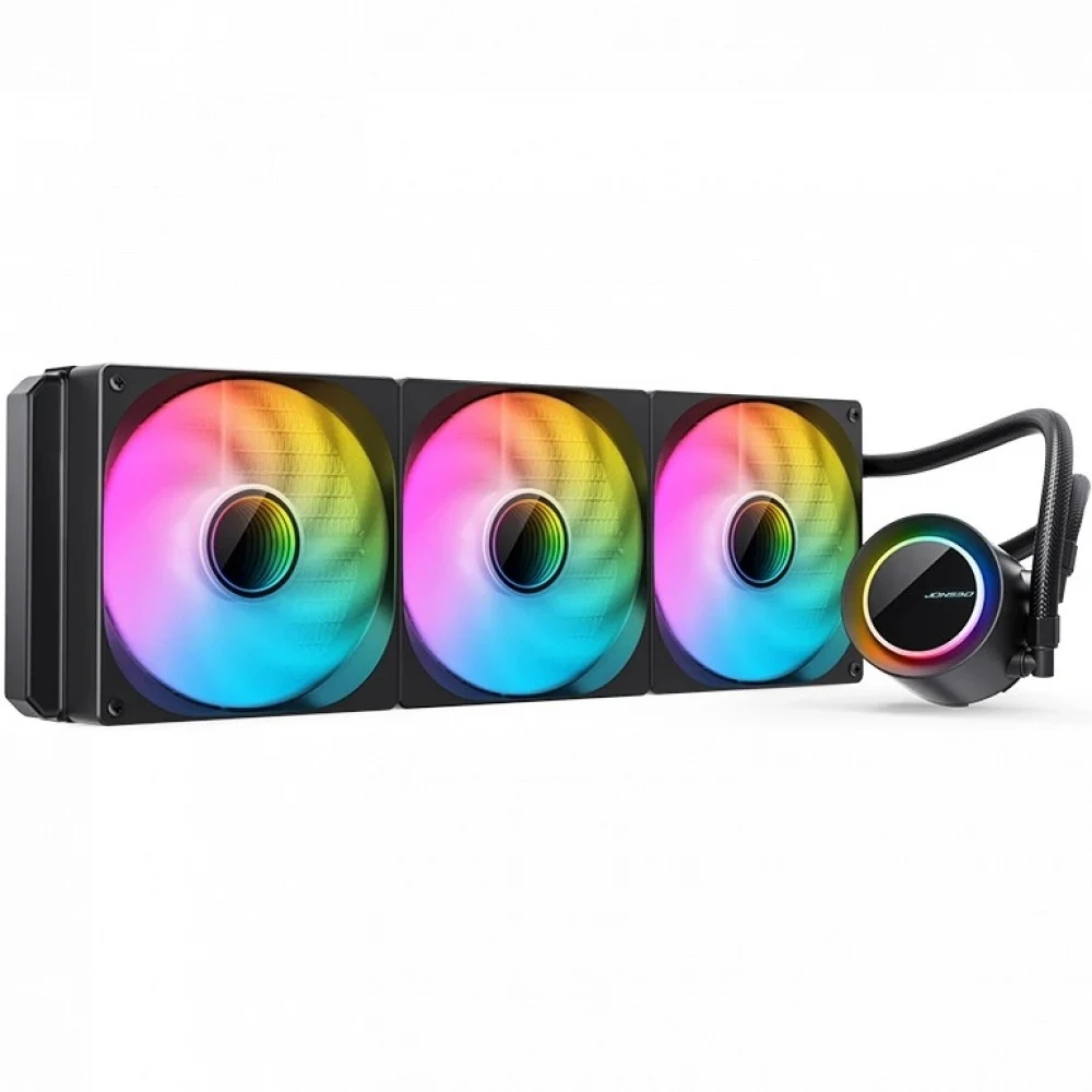 Система жидкостного охлаждения/ Water Cooling System JONSBO TG-420 ARGB Black (300W, 420mm, Black, ARGB/ Fans: 3x140mm, 93.73CFM, 36.2dBA, 1800RPM/ Pump height 54.55mm, 30dBA, 2400RPM, Rad thickness