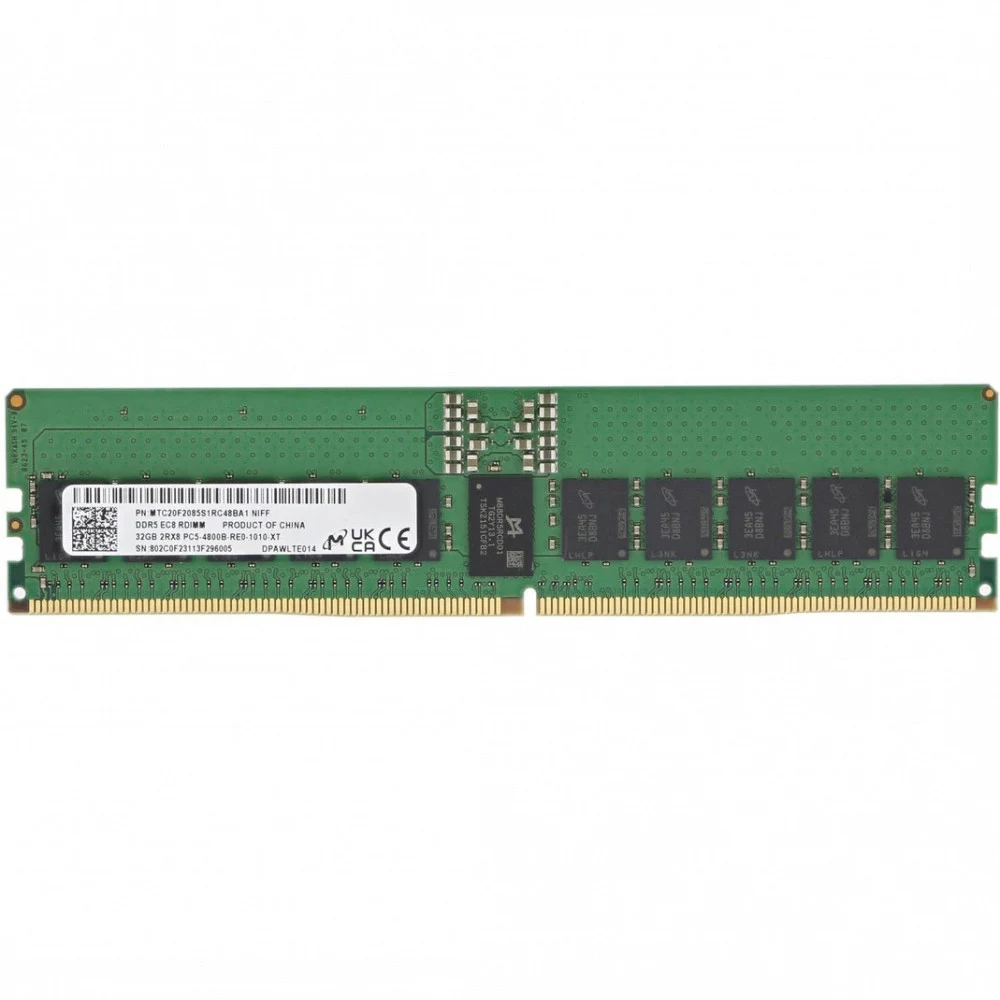 Оперативная память Micron DDR5 RDIMM 32GB 2Rx8 4800 MHz ECC Registered MTC20F2085S1RC48BA1, 1 year, OEM