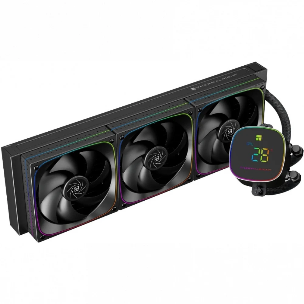 Система жидкостного охлаждения/ Water Cooling System Thermalright Frozen Horizon 360 Digital (360mm, LED temp., Black, ARGB/ Fans: 3x120mm, 68.9CFM, 28.2dBA, 2000RPM/ Pump height 53.2mm, Rad thickne