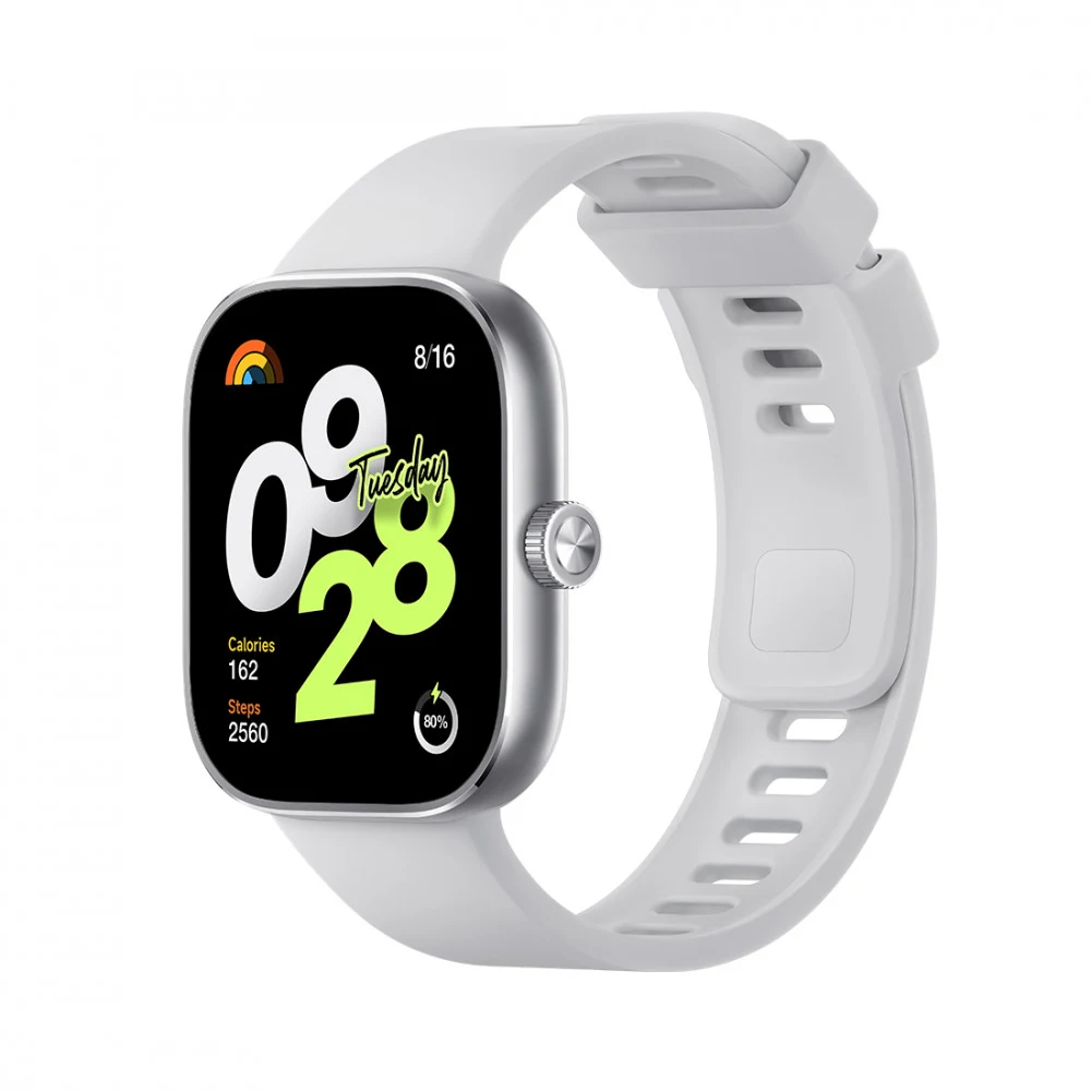Смарт часы, Xiaomi, Redmi Watch 4, M2315W1 / BHR7848GL, Дисплей 1.97" AMOLED, Разрешение 390 x 450, Водонепроницаемые (5 АТМ), GPS+GLONASS, Galileo, BDS, QZSS, Батарея 470 мАч, Серебристо-серый