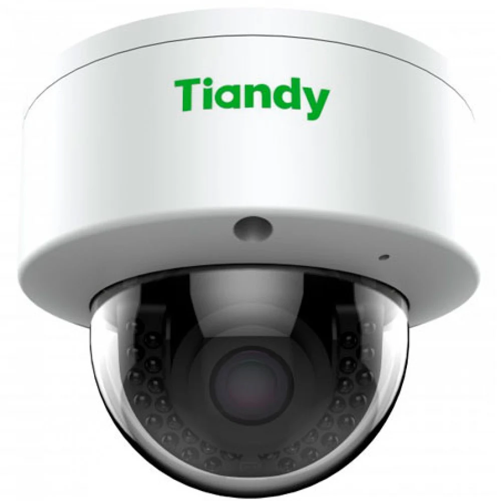 Tiandy 2Мп купольная IP-камера 2.8 мм, 512Гб слот SD, кнопка reset ● Metal+Plastic Housing ● Up to 1920x1080@30fps ● S+265/H.265/H.264 ● Min. illumination Color: 0.02Lux@F2.0 ● Smart IR, IR Range: 3