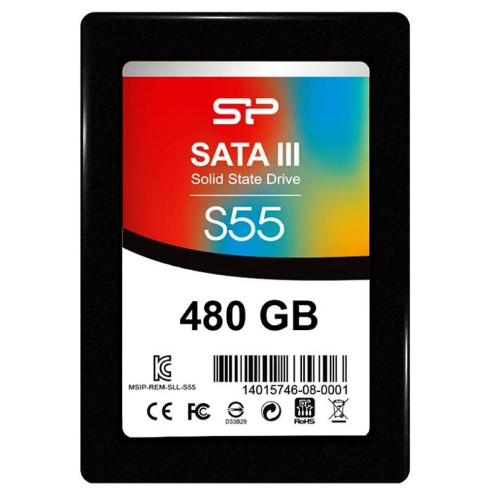 Твердотельный накопитель SSD 2.5" Silicon Power 480GB Slim S55 <SP480GBSS3S55S25> (SATA3, up to 500/450MBs, 250TBW, 7mm)